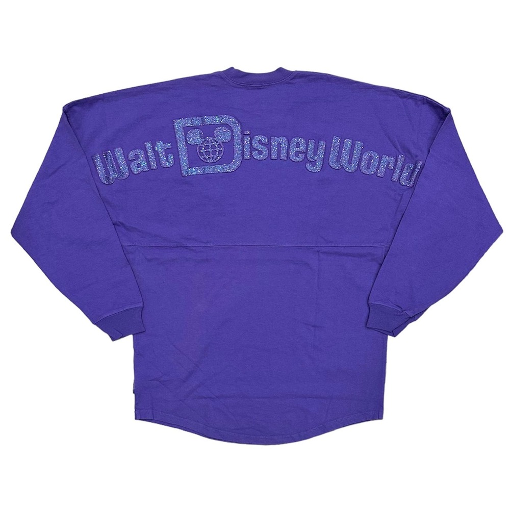 Walt Disney World Spirit Jersey Portion Purple Glitter Oversized Pullover Shirt